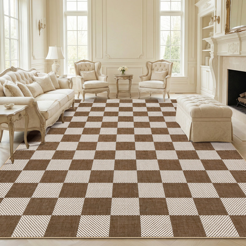Tapis de couloir de cuisine lavable et antidérapant, Brun, 8*10