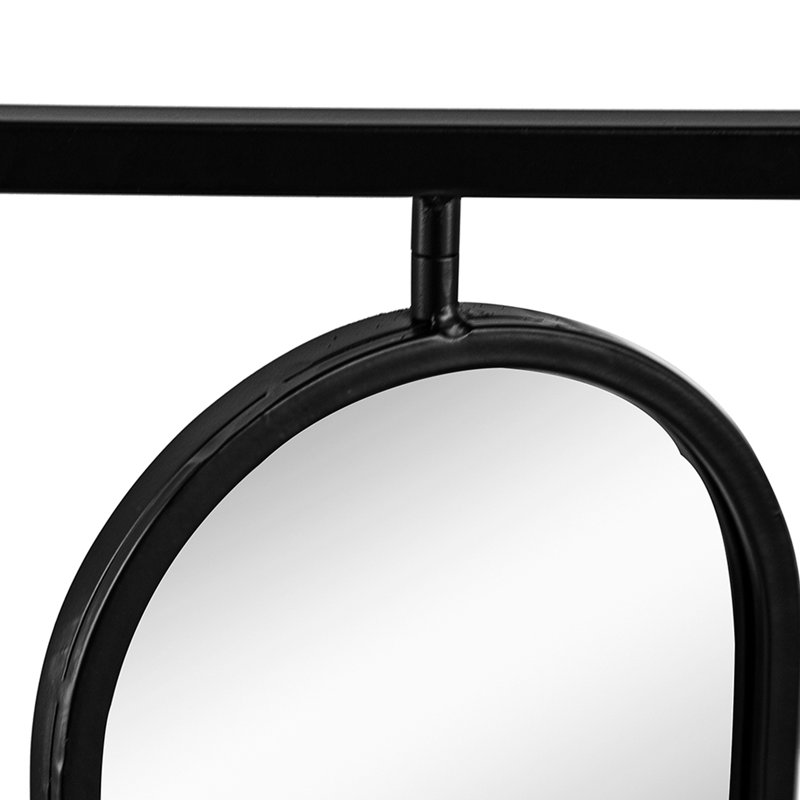 Grand miroir mural ovale avec cadre carré noir, décoration intérieure pour le salon