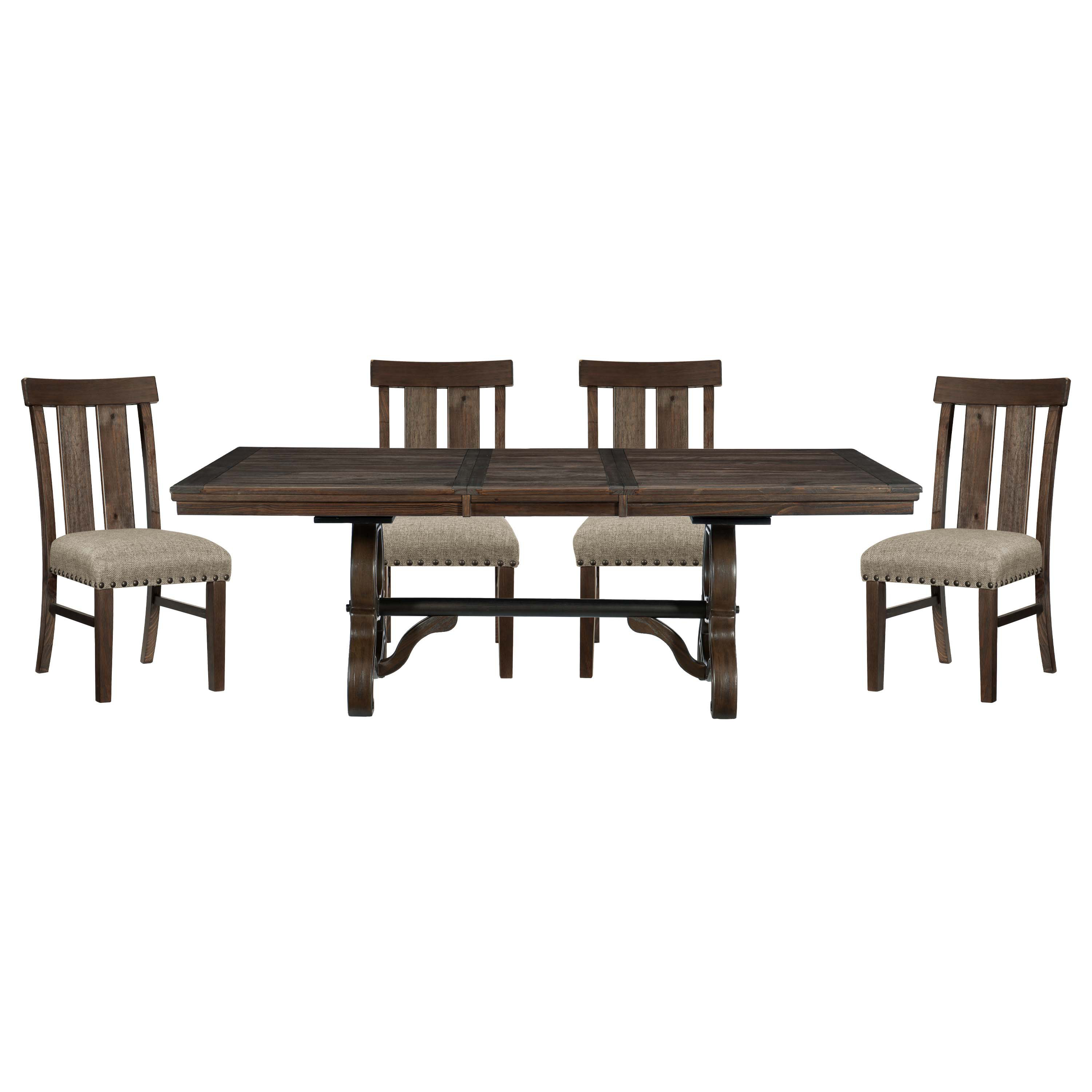 Rosalind Wheeler Classic Brown Finish 5pc Dining Set Table with ...