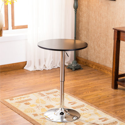 Table ajustable noire - Bureau en bois et métal à hauteur de vérin à gaz de 24 po de diamètre avec base supérieure x H 26 po à 36 po de style moderne