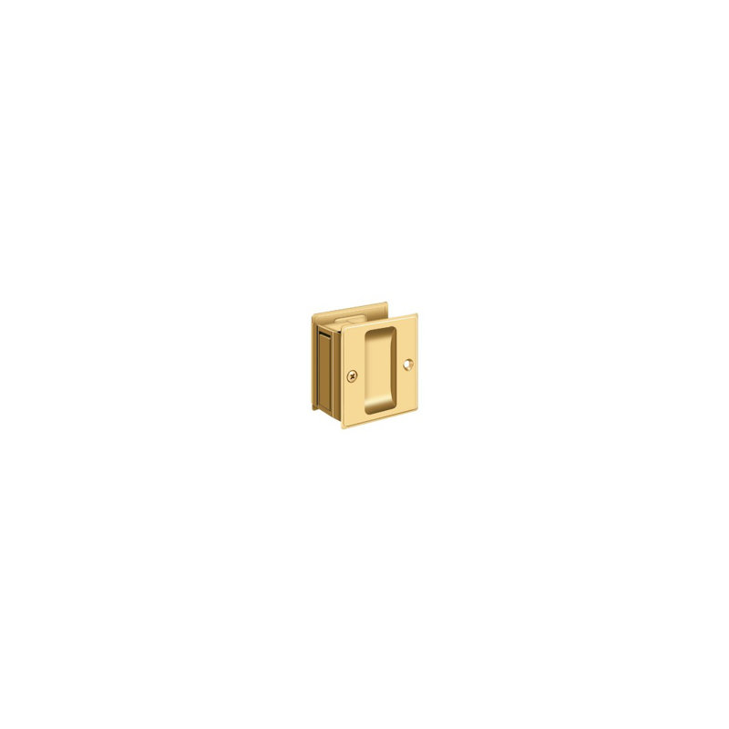 Deltana SDP25U5 Pocket Lock, 2-1/2" x 2-3/4" Passage in Antique Brass, PVD Polished Brass