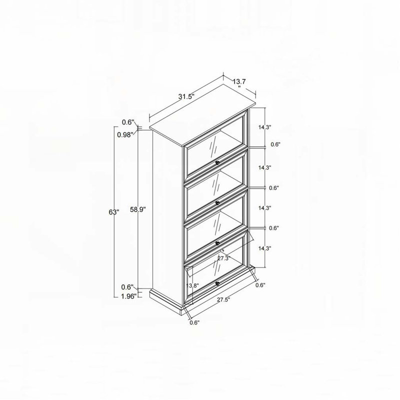 Vitrine en verre 4 niveaux, Blanc