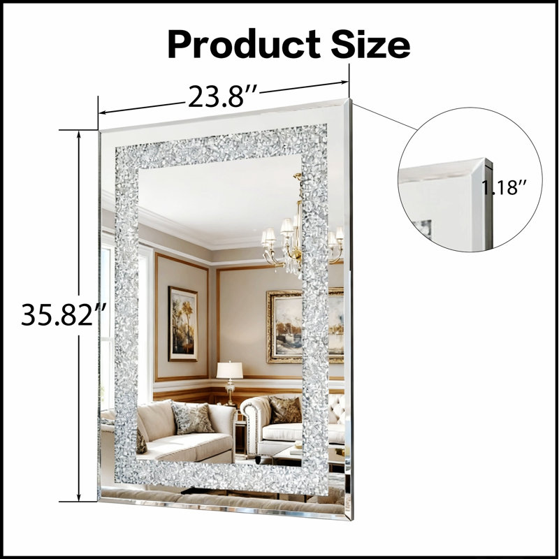 Grand miroir suspendu en cristal Crystal Diamond