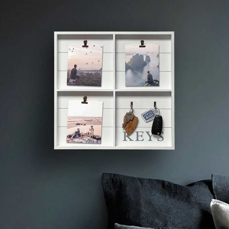Wood Wall Organizer with Key Hooks