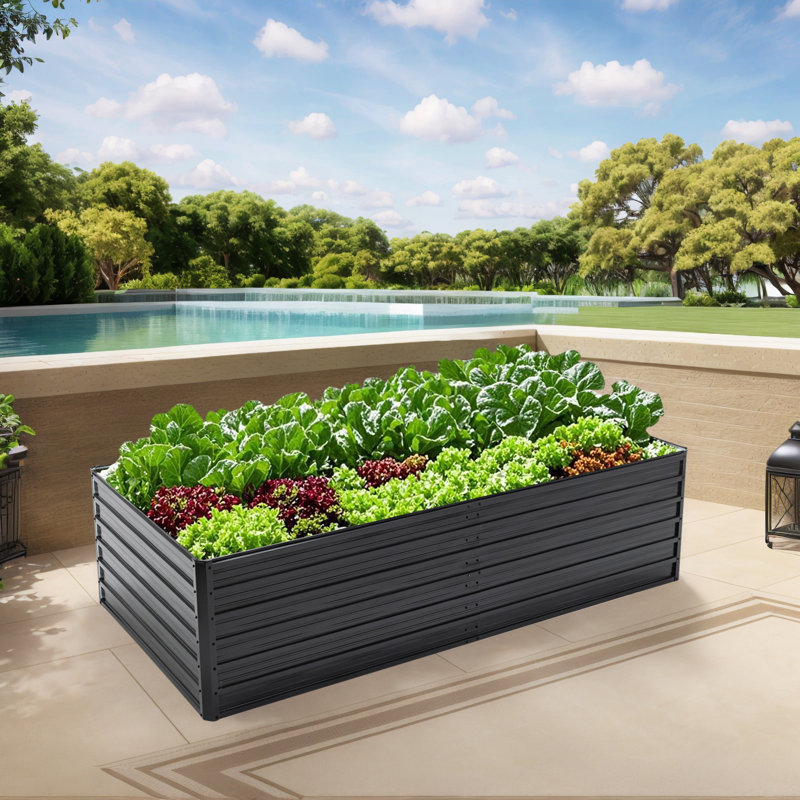 Lit de jardin, jardinière en métal pour l'extérieur