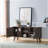 Home Entryway Console Table with Multi- Storage Compartments, Display Cabinet, Hazelnut and White