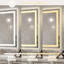 Miroir mural imperméable 36 po x 28 po Ip44 avec fonction de brouillard, température de couleur à intensité variable, double DEL, luminosité de la salle de bain, bandes DEL,