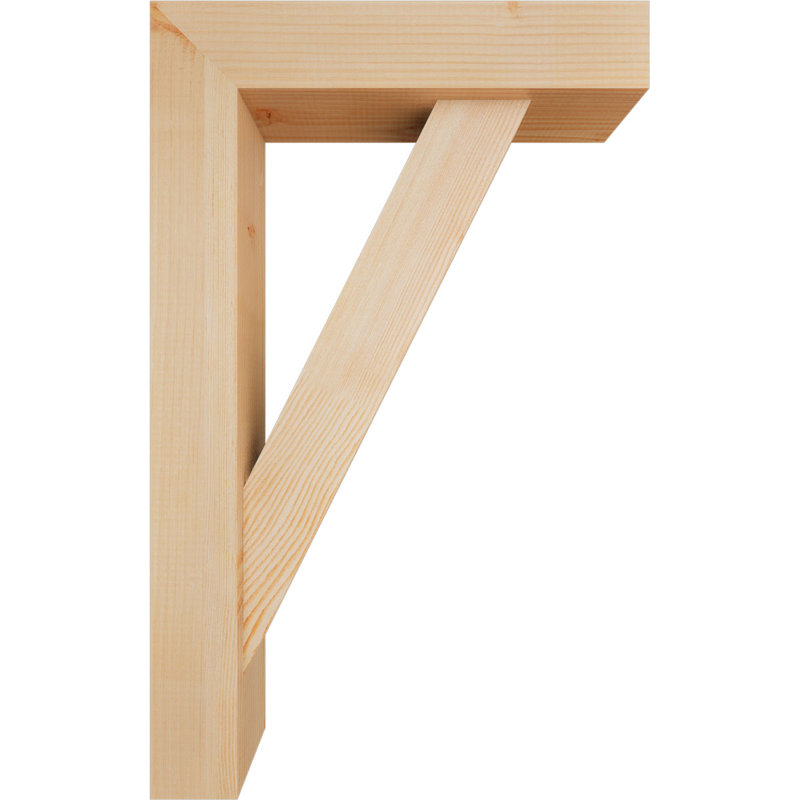 5 1/2"W x 20"D x 32"H Traditional Block Smooth Bracket w/ Offset Brace, Douglas Fir, 32 x 20, 5 1/2"W Douglas Fir (Smooth)