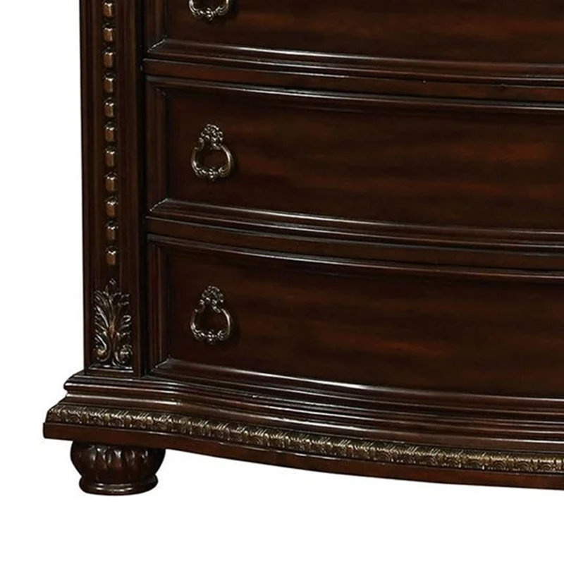 Commode haute Kera, 6 tiroirs, cerisier sculpté
