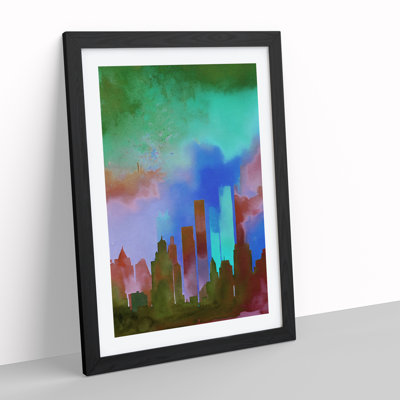 XV1022-3309X Painted City Skyline No.3 Abstract - Single Picture Frame Print