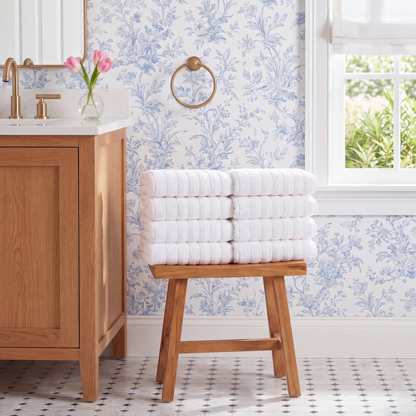 Rachel Ribbed Turkish Cotton Hand Towels, White