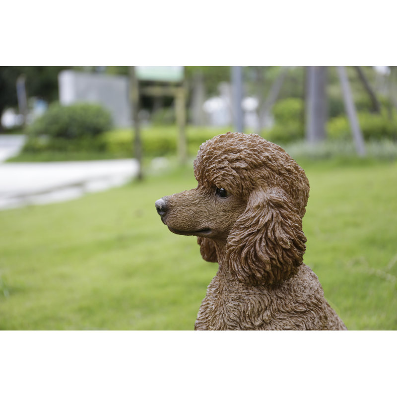 Statue caniche assis, Brun