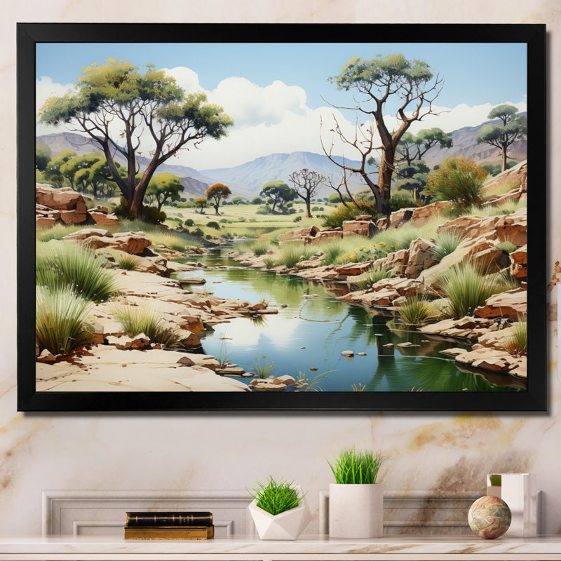 Baobab Serenity Oasis - impression, Cadre photo noir, H 16 po x l 32 po x P 1 po