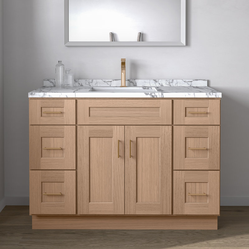 Meuble-lavabo de salle de bain en bois massif prêt à assembler en bois massif de 48 po prêt à assembler - comptoir non inclus