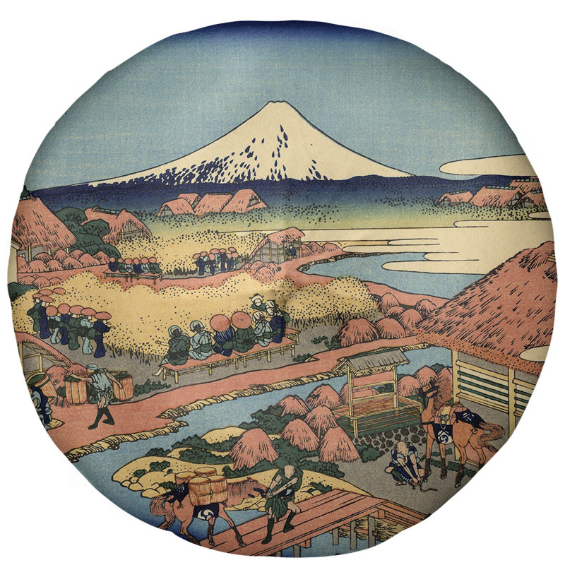 Katsushika Hokusai Reversible Throw Pillow, 31.5" x 63", Tan