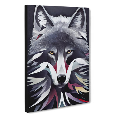 Abstract Wolf Painting - Wrapped Canvas