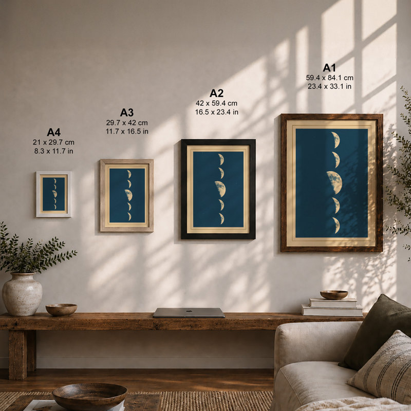 Lunar Phases Minimalist - Print, Unframed, A1 - 84.1 x 59.4 cm
