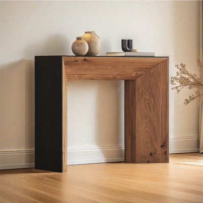 Modern simple solid wood porch table.