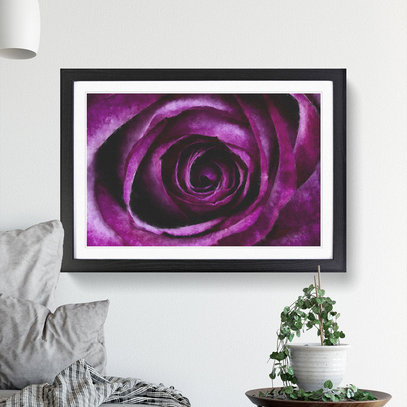Purple Rose Flower Vol.2 - Framed Print, 48cm H x 65cm W x 2cm D, Black Framed