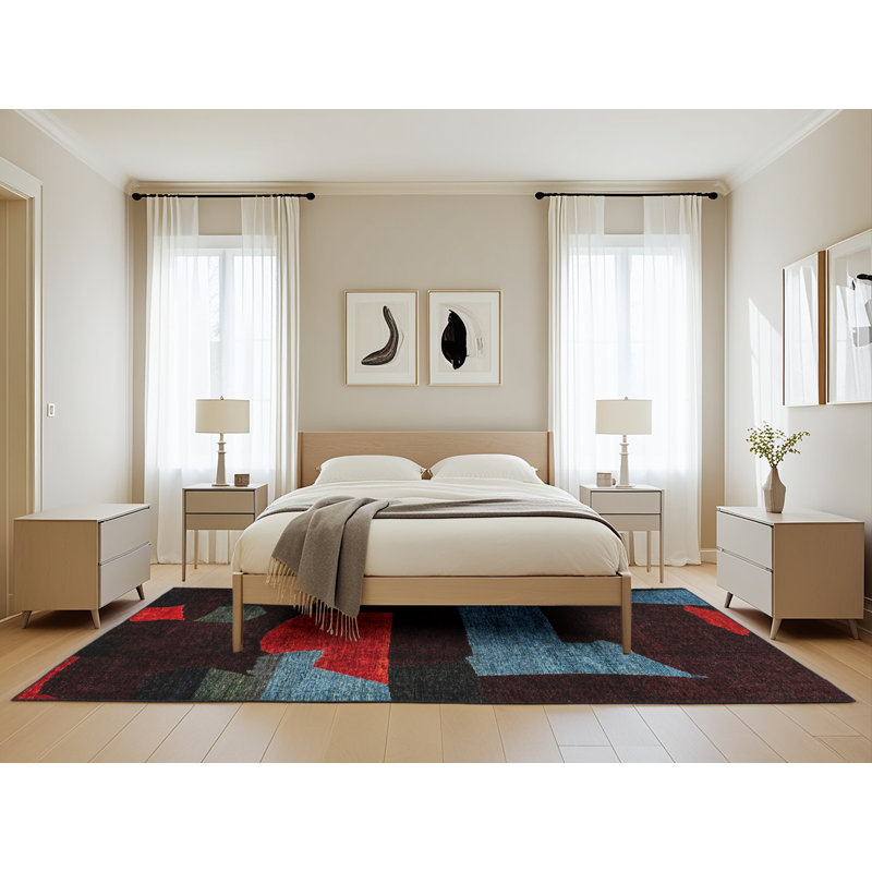 Monye Abstract Indoor Rug, Rectangle 5' x 8'