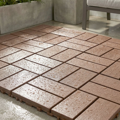 PP Material Interlocking Floor Tiles - 44 Pack 12"X12" Waterproof Patio Tiles