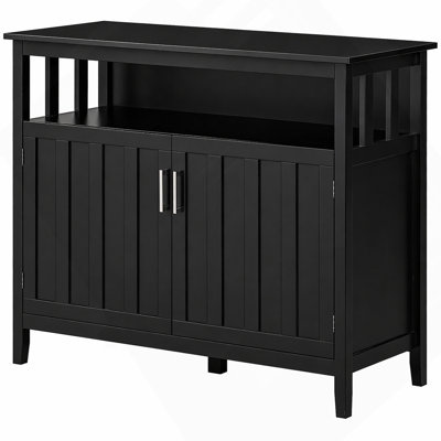 Buffet moderne noir, buffet à 2 portes avec tablettes réglables, armoire de rangement pour la cuisine et le salon