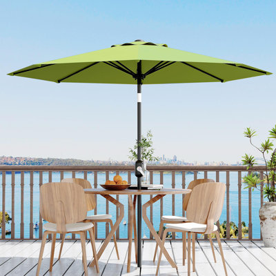 Parasol de marché pour l'extérieur avec poignée à manivelle et bouton poussoir inclinable, parasol de table avec parasol à 8 nervures pour terrasse de jardin