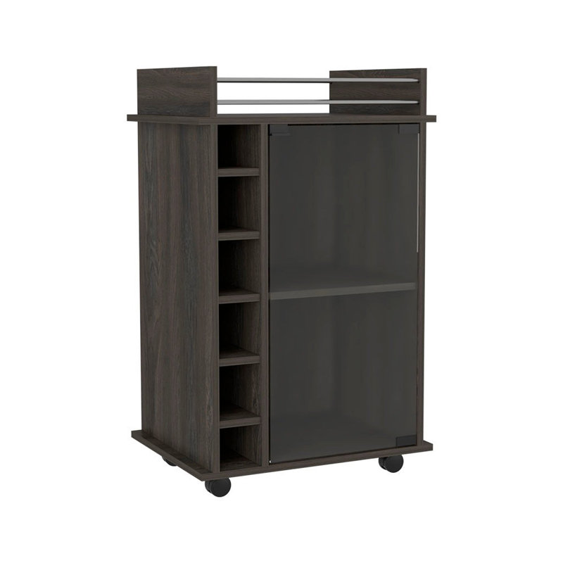 Barkot 2-Piece Living Room Set with Bar Cart and Coffee Table, Espresso