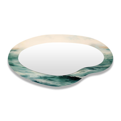 Miroir mural décoratif asymétrique nautique bleu Coastal Waves Wildness