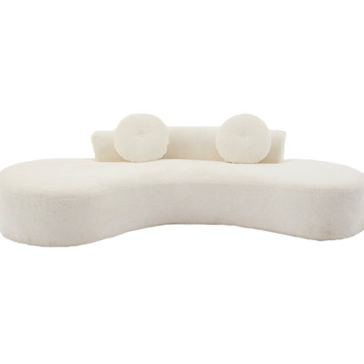 Curved 105.5'', Modern Style 3 With Pillows, No Assembly Needed, Point-Shaped Corduroy, Elegant Bedroom Furniture Beige 105.5'' , Required, Luxury Living Room Seat