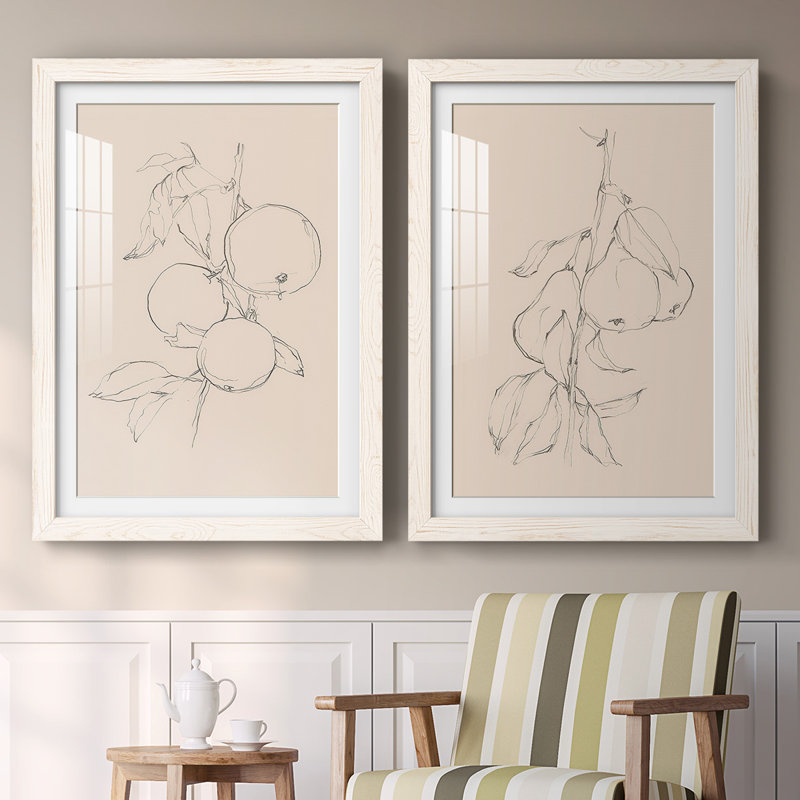 «Fruit Contour Study I», reproduction de photo sur toile 2 pièces, Blanc, H 27,5 po x l 75 po x P 1,5 po