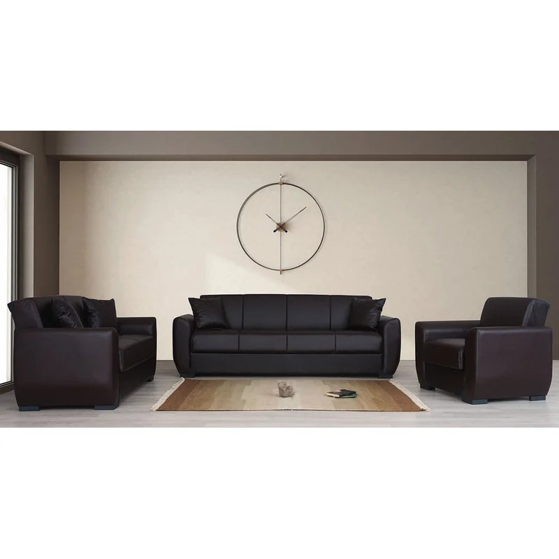 Rege Leather Convertible Sofa Bed, H 32 po x l 88 po x P 32 po