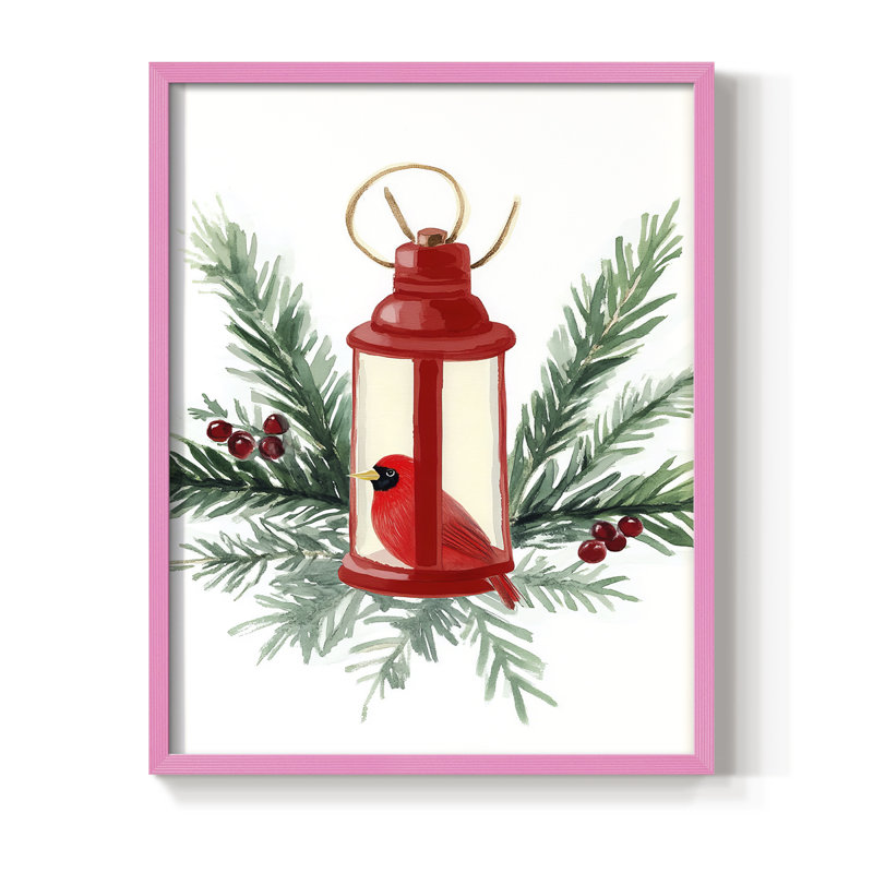 «Christmas Holiday Art», reproduction encadrée Ccclxxv - bois massif, H 21 po x l 17 po, Rose