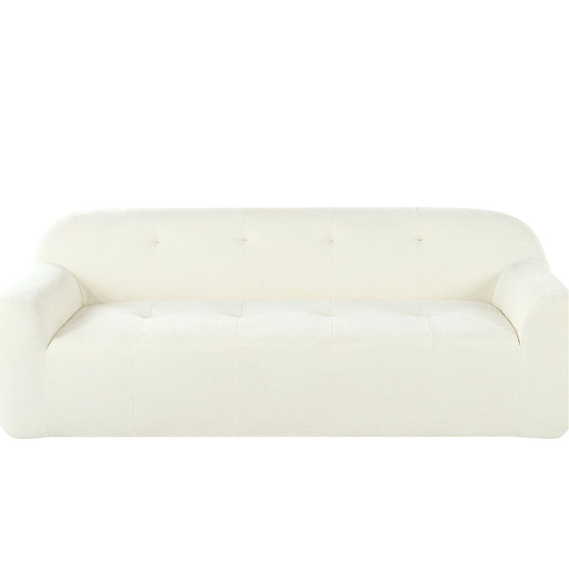 Chenille 3 places avec coussins, conception en mousse complète, profondeur d'assise de 23,6 po, idéal pour les soirées de détente, mousse, confort seul