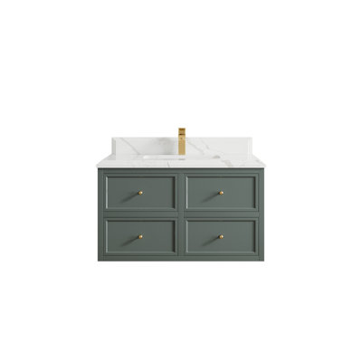 Roswell Floating 36'' Single Bathroom Vanity with Quartz Top