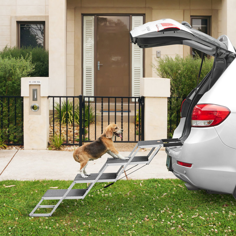 Black Aluminum 4-Step Folding Dog Car Ramp