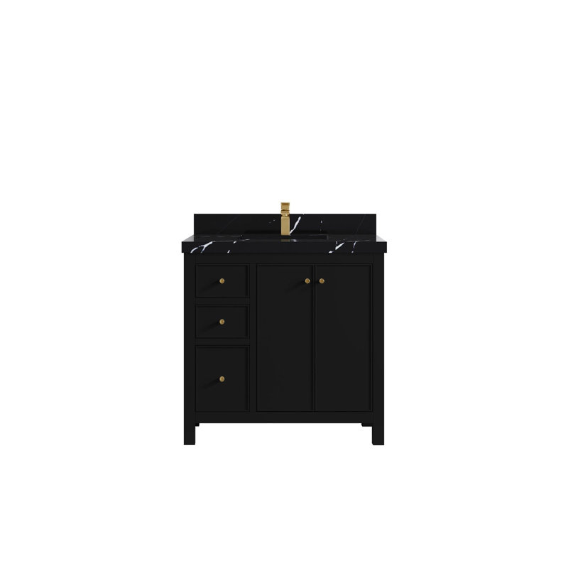 Ensemble de meuble-lavabo simple 36 po Chicago, Noir Calacatta