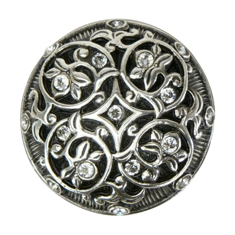 ASSORTED KNOBS KNOB DECORATED WITH CLEAR SWAROVSKI CRYSTALS, Silver