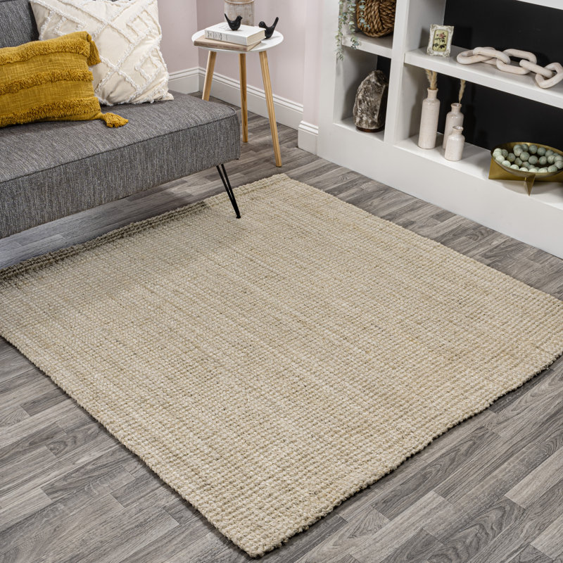 Pata Hand Woven Chunky Jute Light Ivory Rug, Square 7'