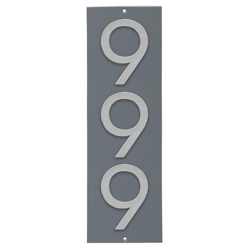 Plaque d'adresse murale sur 1 ligne, Gris / argent, Oui