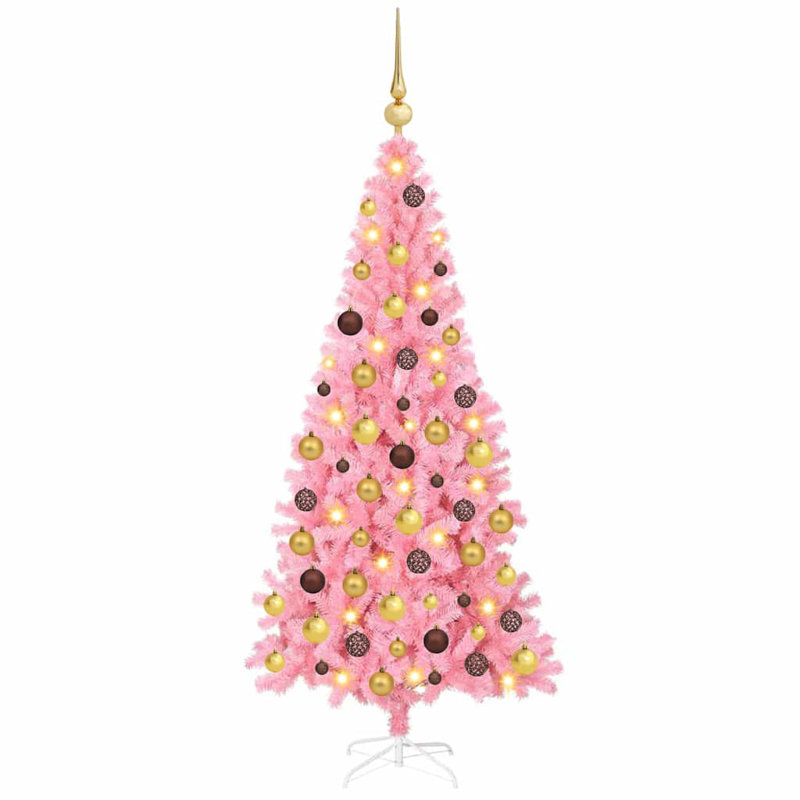Christmas Tree with 300 LEDs with Stand PVC, Pink, 180cm H