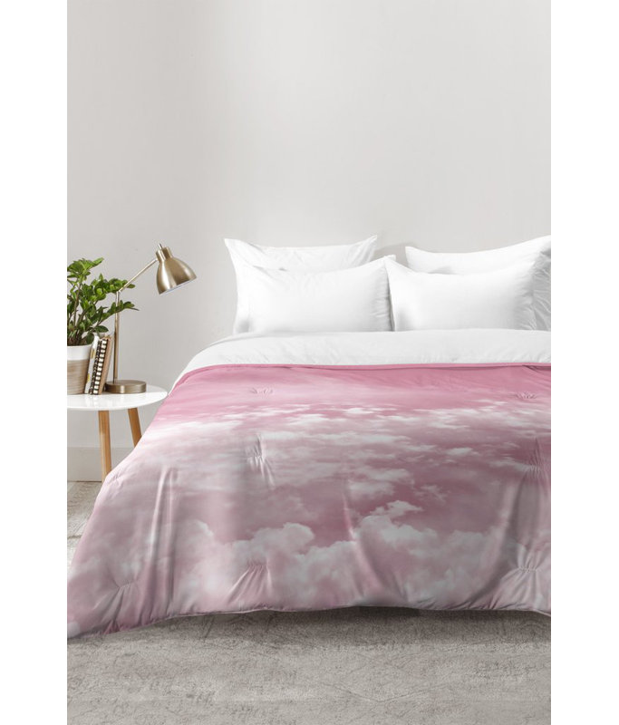 Ensemble d'édredon à travers des lunettes de couleur rose, Édredon pour lit simple TG + 1 taie décorative
