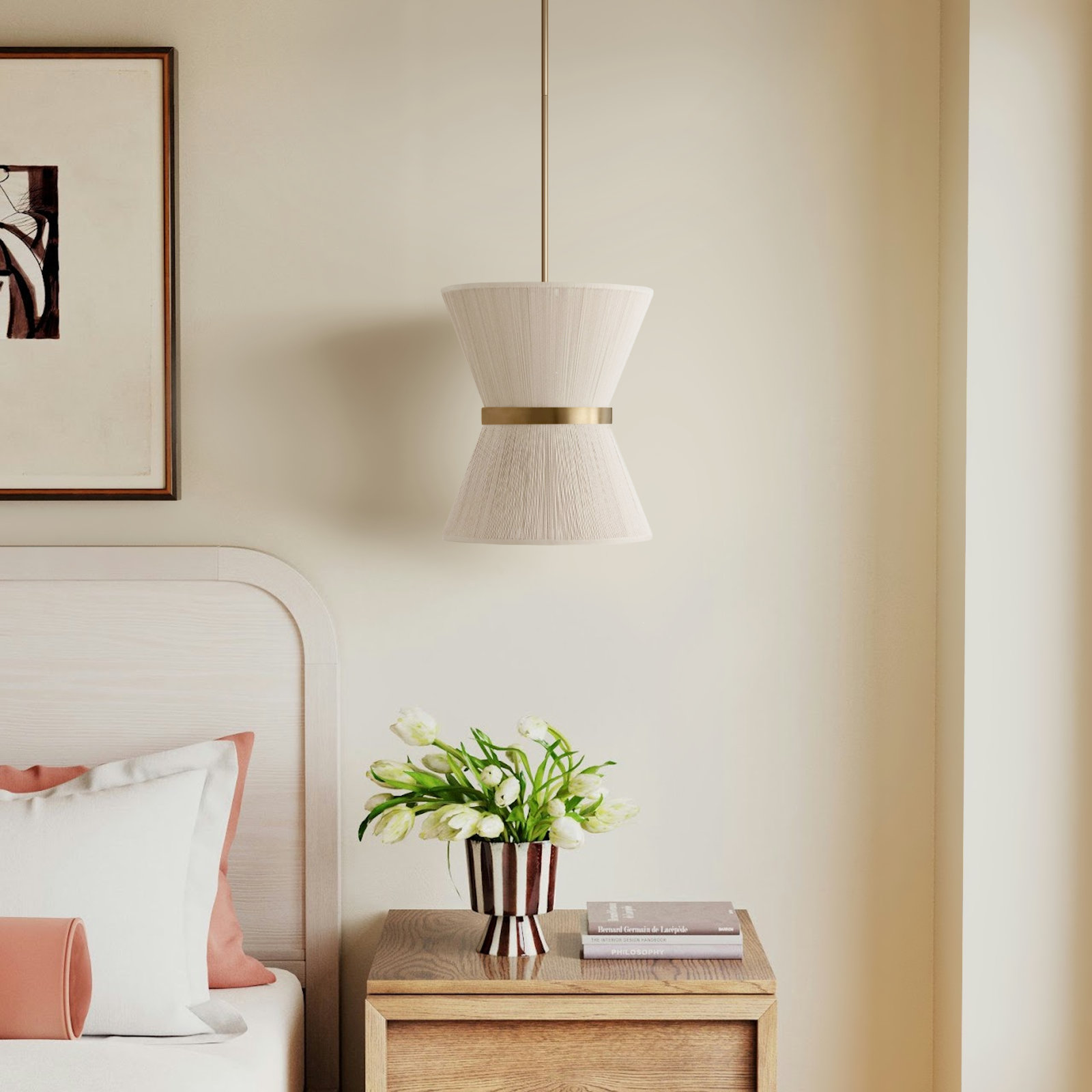 Claretta Dimmable 2-Light Pendant, Bleached Natural Rope