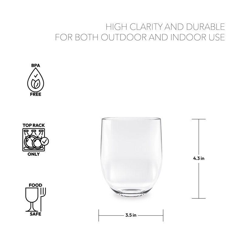 Ebern Designs 12 pièces 16 oz. Ensemble de verres en acrylique