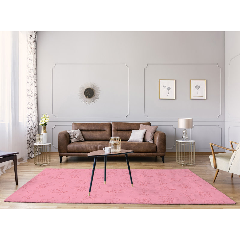 Tapis zone rose fait main, Rectangle 8 pi x 10 pi