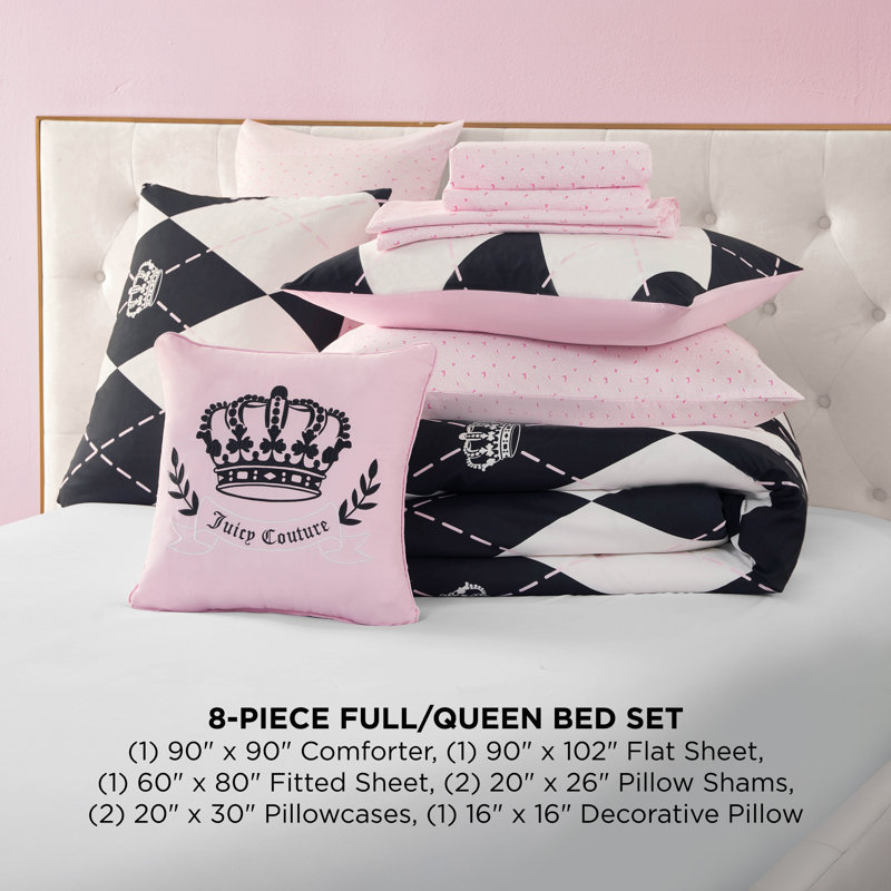 Juicy Couture Royal Argyle Reversible Bed-in-a-Bag Comforter Set, Queen