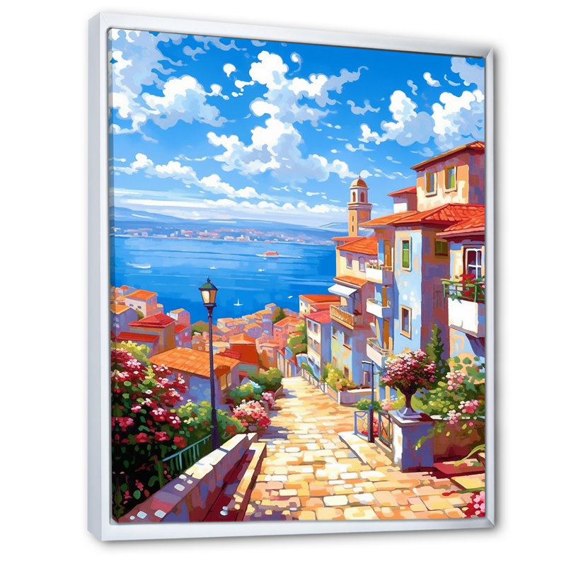 «Beautiful Scenery In Italy II», reproduction sur toile, Cadre flottant blanc, H 32 po x l 24 po x P 1 po