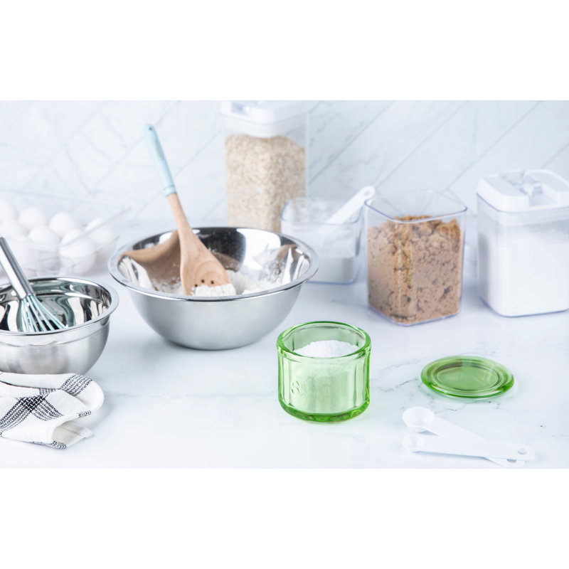 Salière en verre embossé 10 oz avec couvercle, Limette