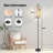 PeeNoke 68.5" Standing Floor Lamp Abstract vintage print butterflies shapes golden lines white Dimmable Metal Pole Lamp with Linen Lampshade LED Bulb Included