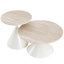 Ensemble de 2 tables basses rondes, plateau de table en travertin avec base en acier, table basse multifonctionnelle (blanc)-731501659